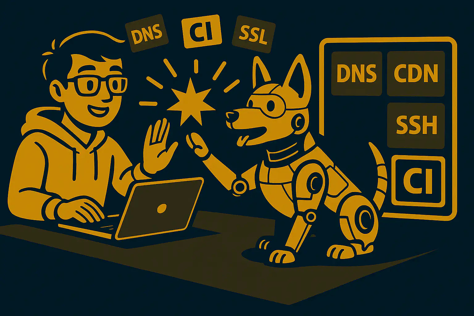 SITEDOG mascot deploying with one commit